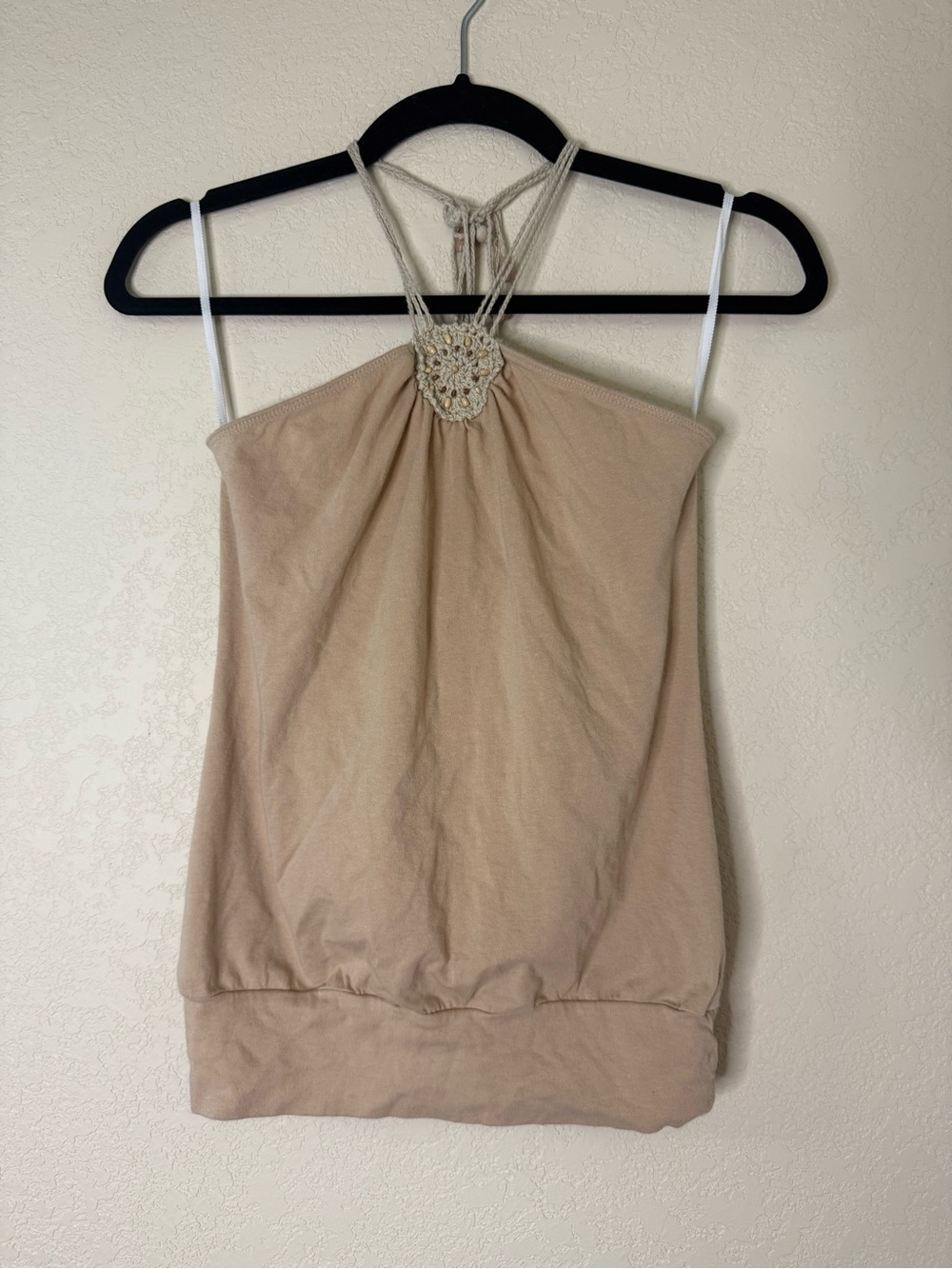 Ambiance Neutral Crochet Halter Camisole
